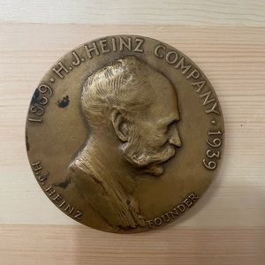 Vintage Collectible Bronze Medallion 1869-1939 Company H.J Heinz Medallic Art Co